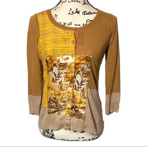 Guinevere Button Down Crop Cardigan Floral Plaid